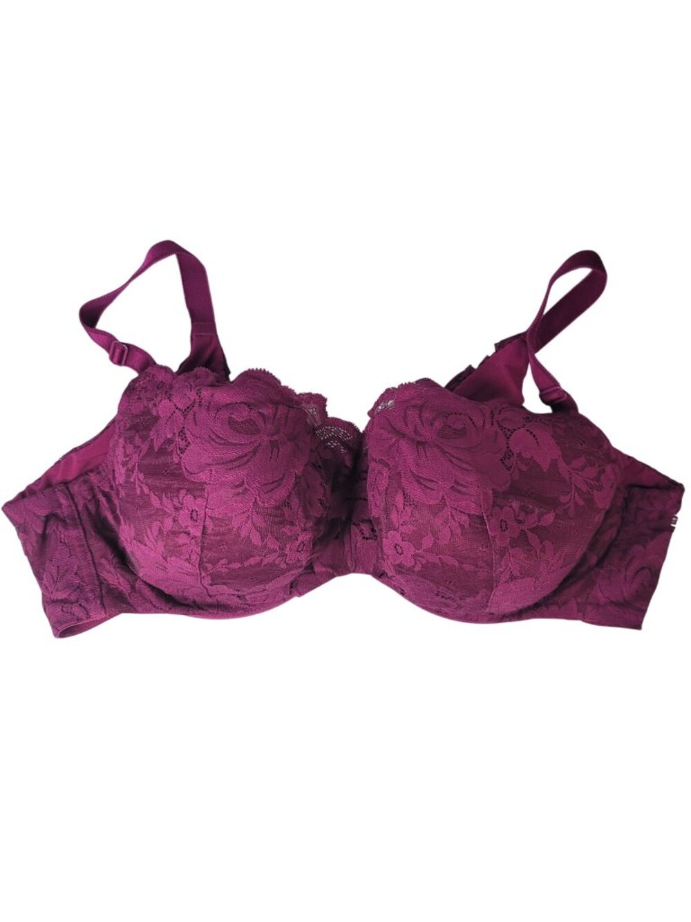 Torrid Exploded Floral Lace Underwire Bra Purple 46C Full Coverage 360 Back READ